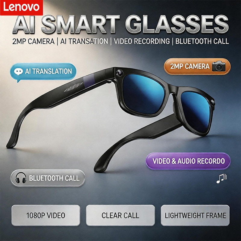 Lenovo AI Bluetooth Smart Glas - Audio Music Videos ulasan dan harga