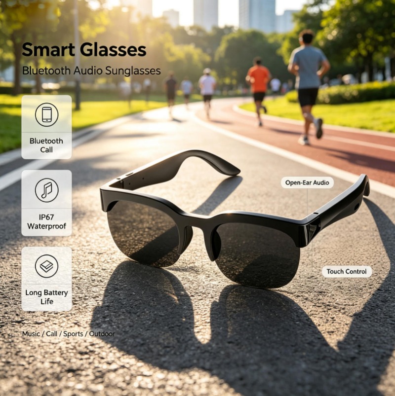 Bluetooth Audio Smart Glasses  - Audio Music Videos ulasan dan harga