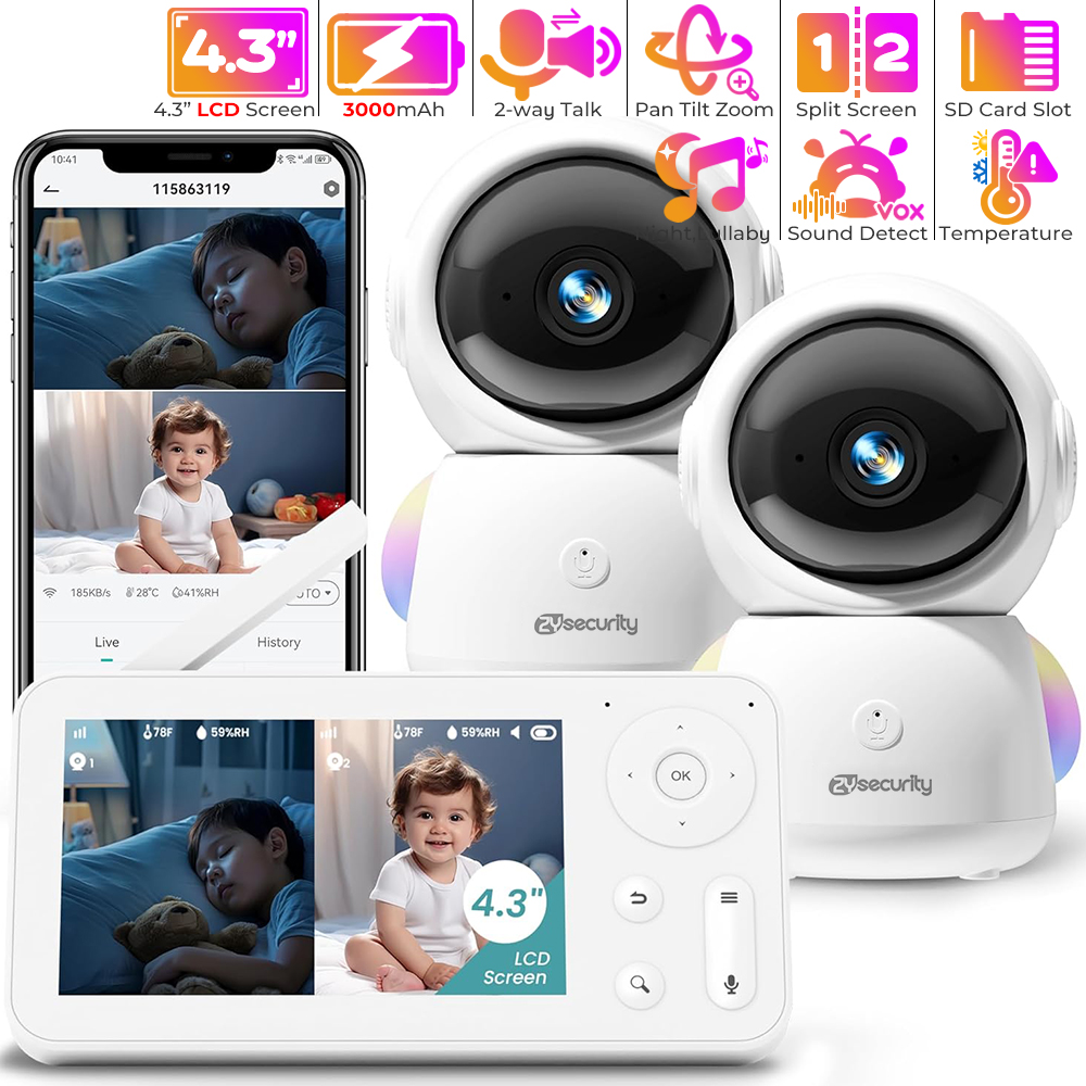 2K Baby Monitor with 2 Cameras - Audio Music Network ulasan dan harga