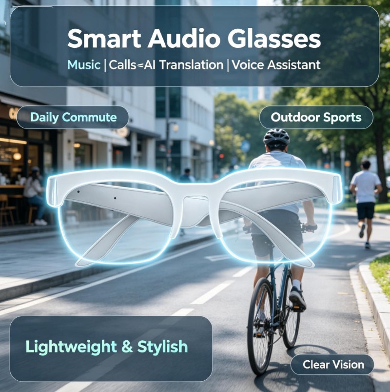 Bluetooth Smart Sports Glasses - Audio Music Videos ulasan dan harga